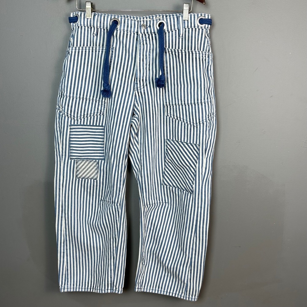 Free People We The Free Barrel Pants 29 Stripe Cargo Baggy Patchwork Painter - Picture 2 of 11